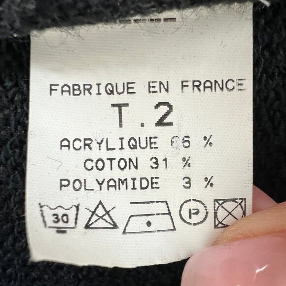 TERA BORA Black Long Sleeve Faux Fur Trim Open Knit Asymmetric Sweater Tunic 2 - Picture 7 of 7